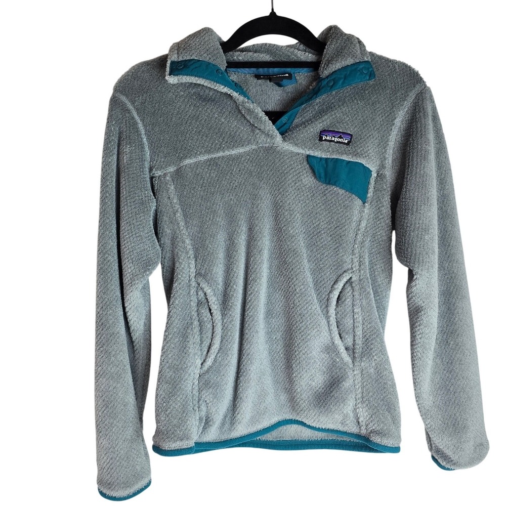 Patagonia Re-Tool Snap-T‎ Fleece Pullover Grey Teal Womens Small